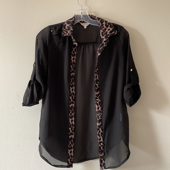 Sheer loose blouse Cover up Top Stella Tweed long sleeve size S - Picture 2 of 10